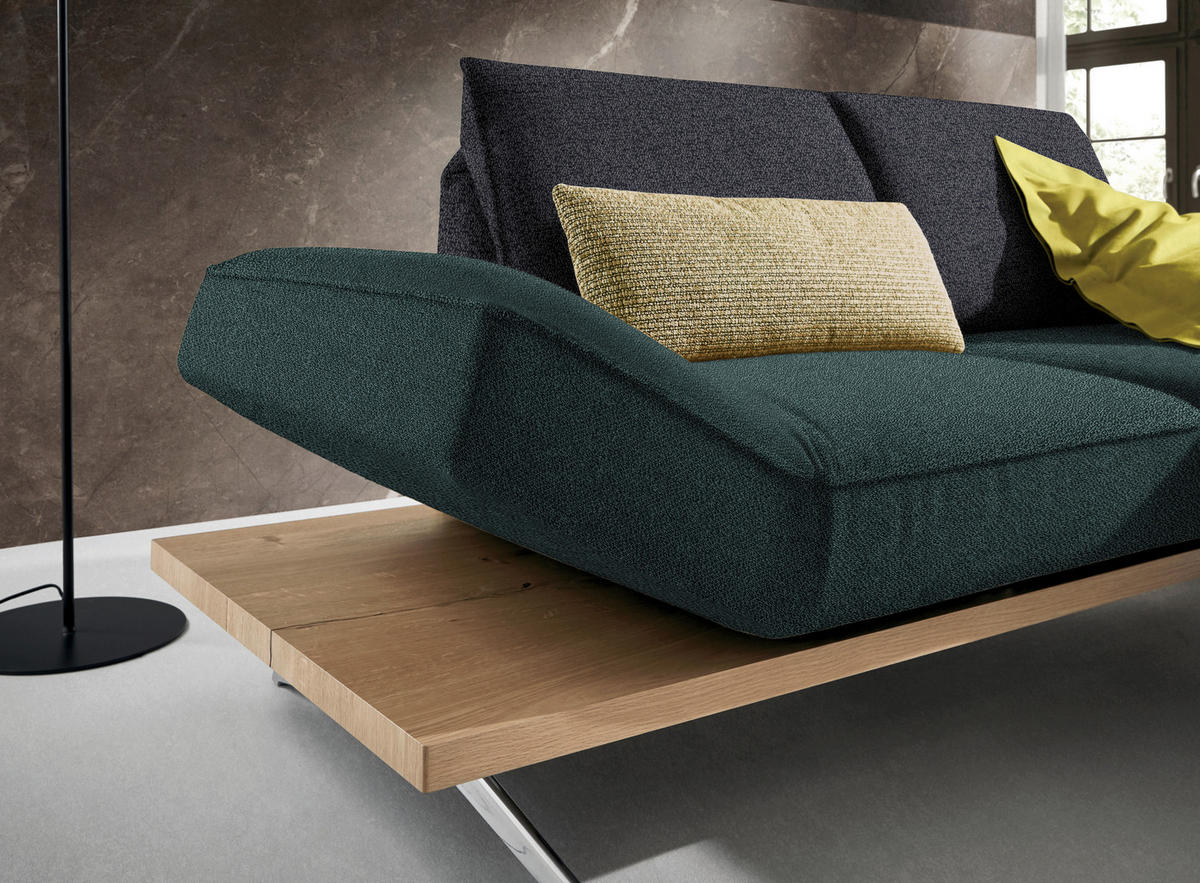 ECKSOFA in Flachgewebe Blau, Schwarz  240/132 cm  - Chromfarben/Blau, Design, Holz/Textil (240/132cm) - Koinor