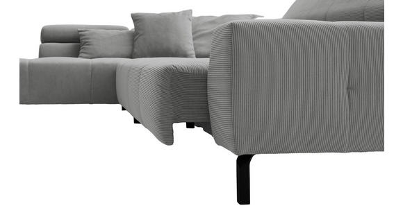 ECKSOFA Grau Feincord Rücken echt, Kopfteilverstellung, Sitzvorzug  - Schwarz/Grau, KONVENTIONELL, Textil/Metall (219/311cm) - Hom`in
