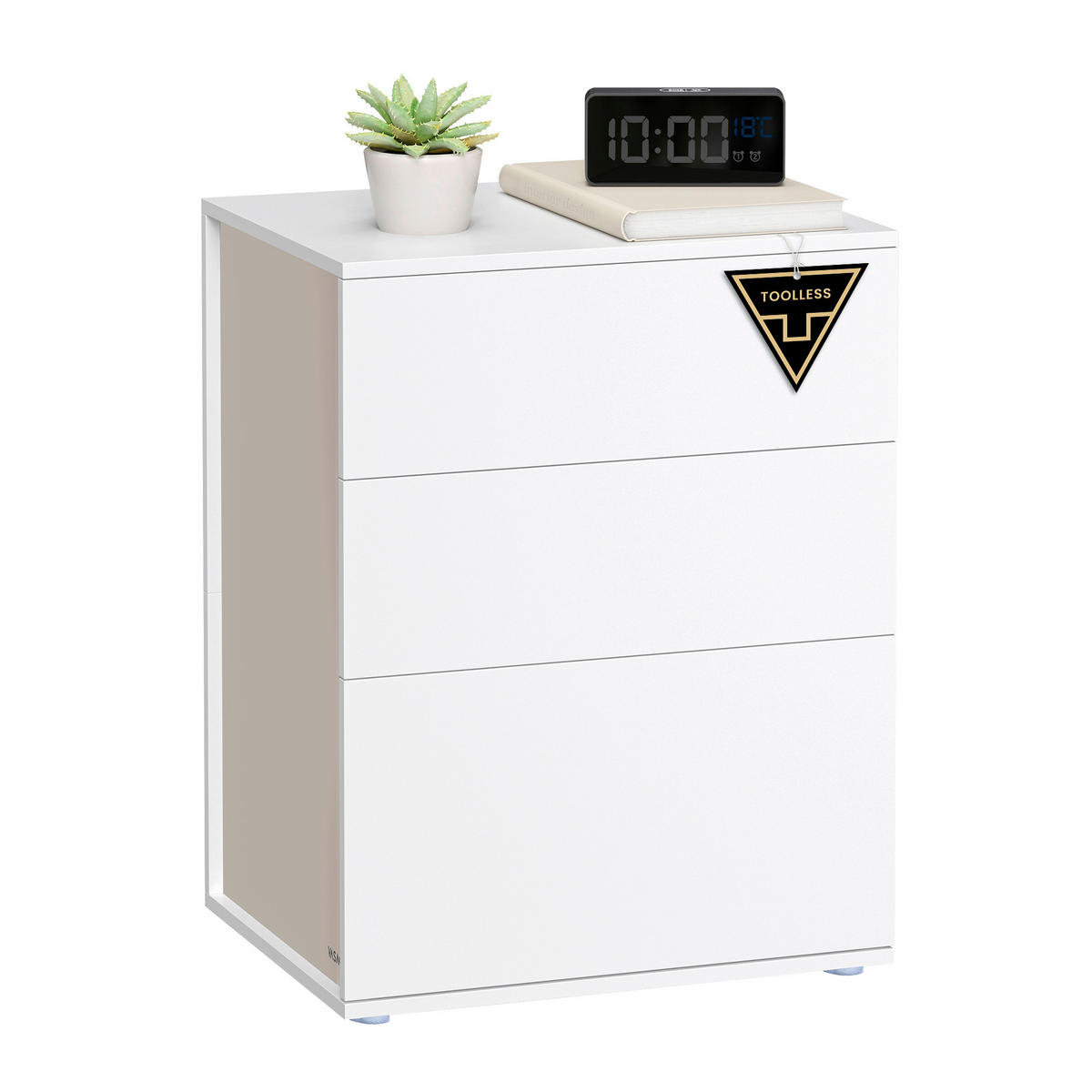 NACHTTISCH 45/58,7/35 cm  in Weiß, Beige  - Beige/Weiß, MODERN, Holzwerkstoff (45/58,7/35cm) - MID.YOU
