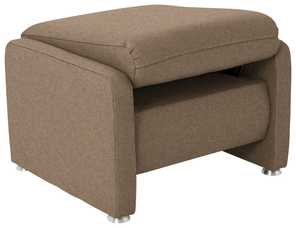HOCKER Textil Hellbraun  - Hellbraun/Alufarben, Konventionell, Textil/Metall (67/44/58cm) - Beldomo Comfort