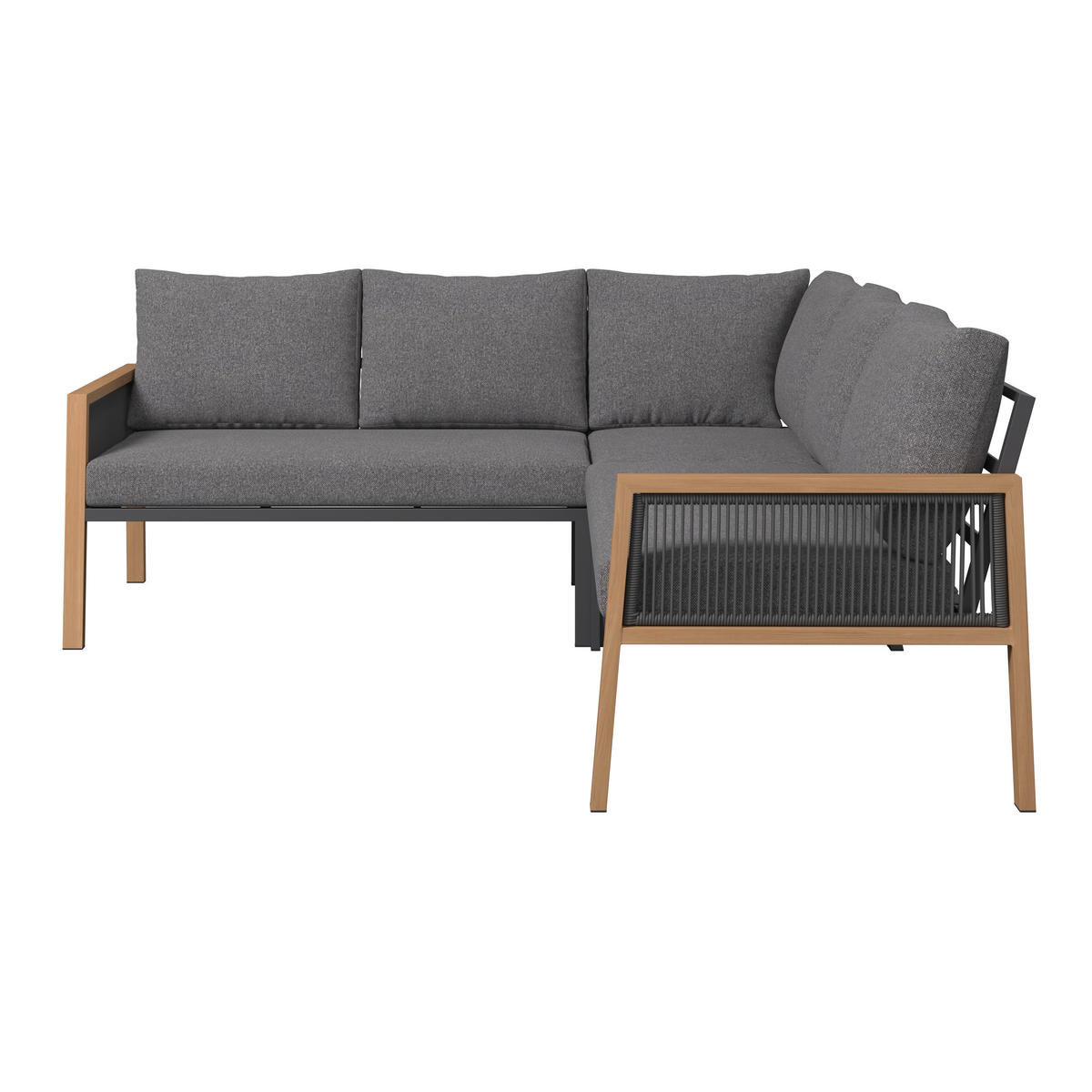 DINING-LOUNGESET 6-teilig  - Anthrazit/Naturfarben, MODERN, Glas/Textil (202.5/74/80cm) - Ambia Garden