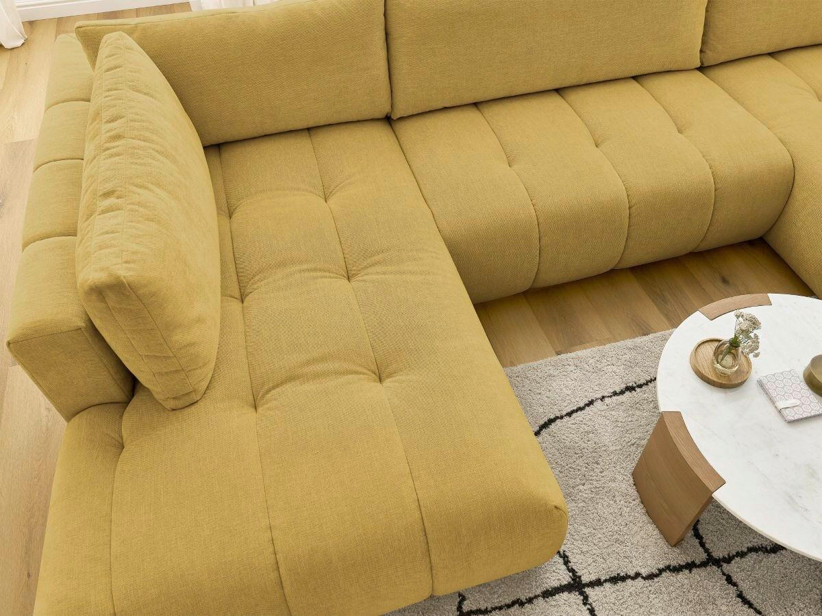 WOHNLANDSCHAFT  FUJI  Gelb Leinenoptik  - Gelb/Schwarz, MODERN, Kunststoff/Textil (204/377/160cm)