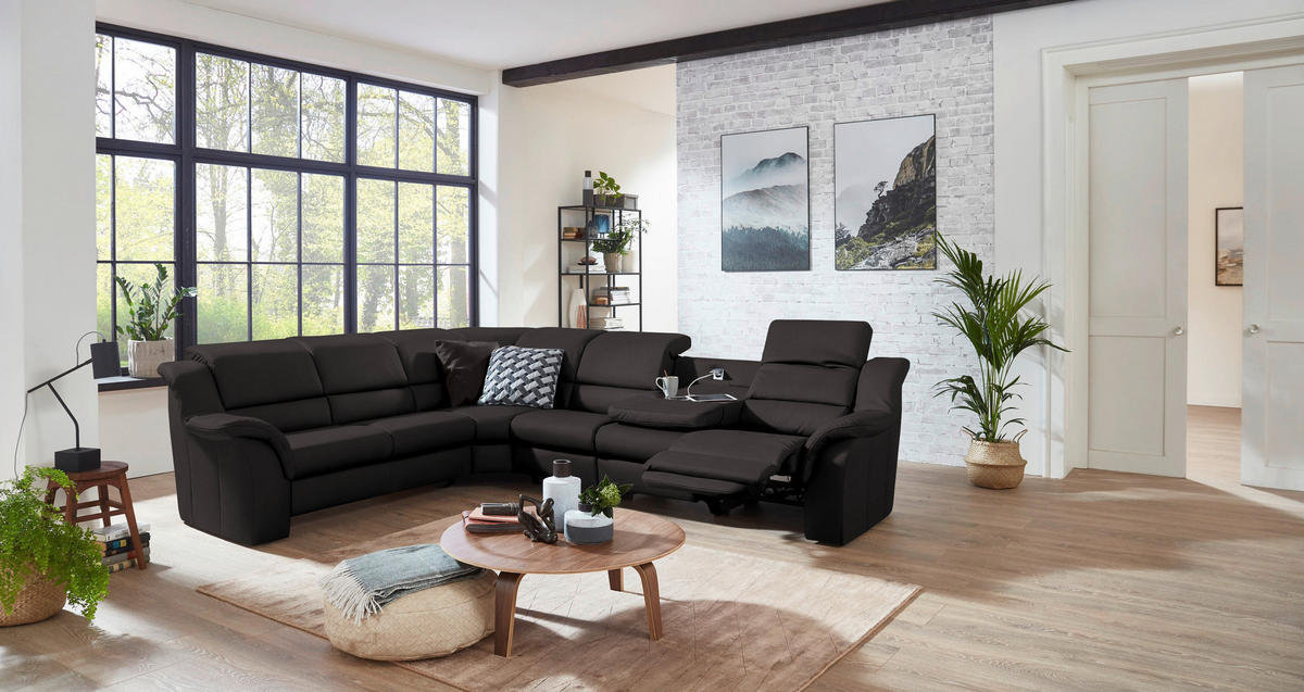 ECKSOFA  in Echtleder Dunkelbraun  260/324 cm  - Dunkelbraun/Schwarz, KONVENTIONELL, Leder/Kunststoff (260/324cm) - Cantus