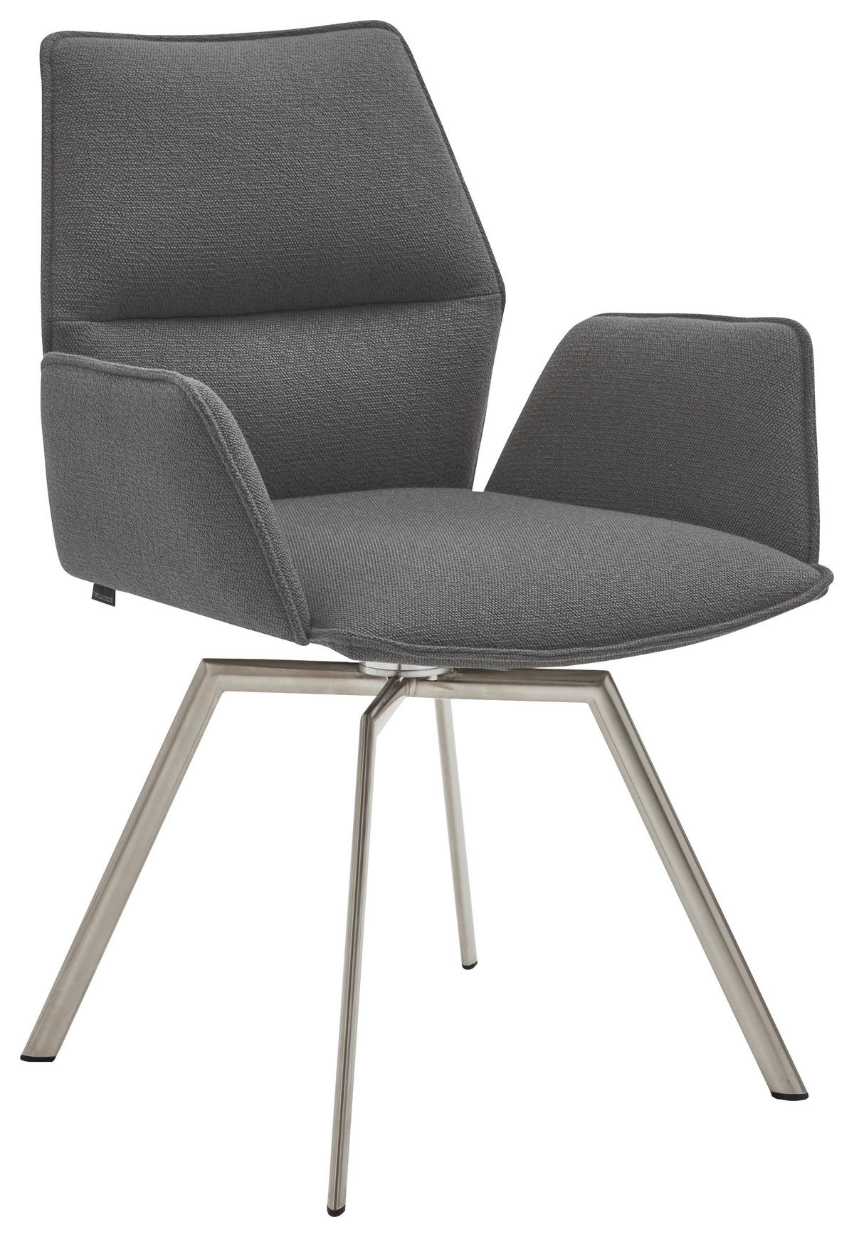 ARMLEHNSTUHL  in Stahl  - Edelstahlfarben/Hellgrau, Design, Textil/Metall (63/86/60cm) - Venjakob