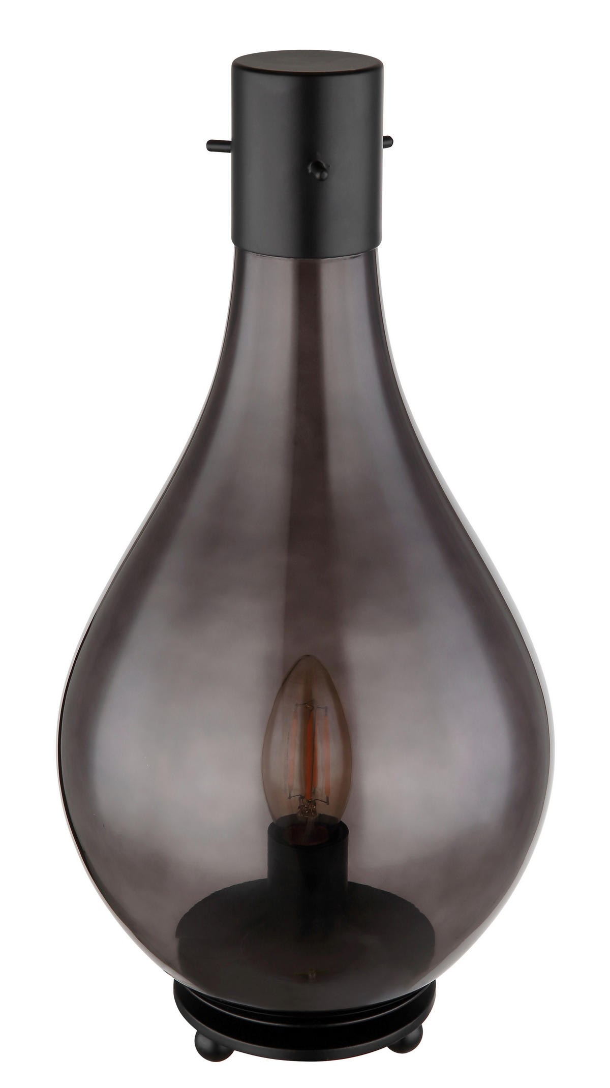 TISCHLEUCHTE 18/35 cm   - Schwarz, Basics, Glas/Metall (18/35cm) - Globo