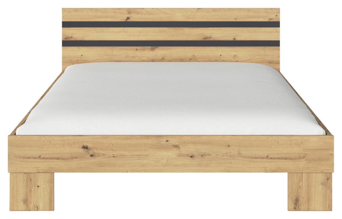 BETT 160/200 cm  in Grau, Eiche Artisan  - Eiche Artisan/Grau, KONVENTIONELL (160/200cm)