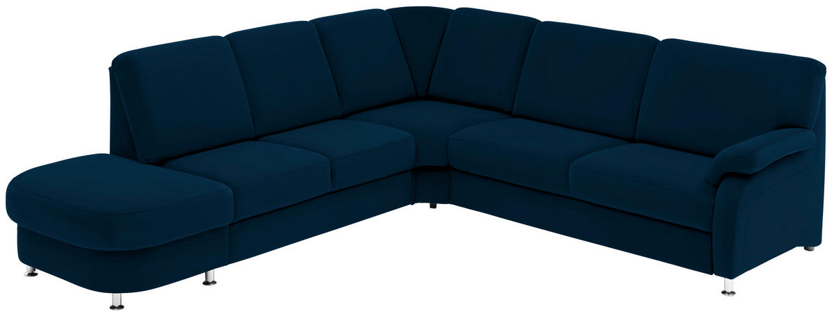 ECKSOFA in Flachgewebe Dunkelblau  - Alufarben/Dunkelblau, Konventionell, Textil/Metall (287/269cm) - Beldomo System