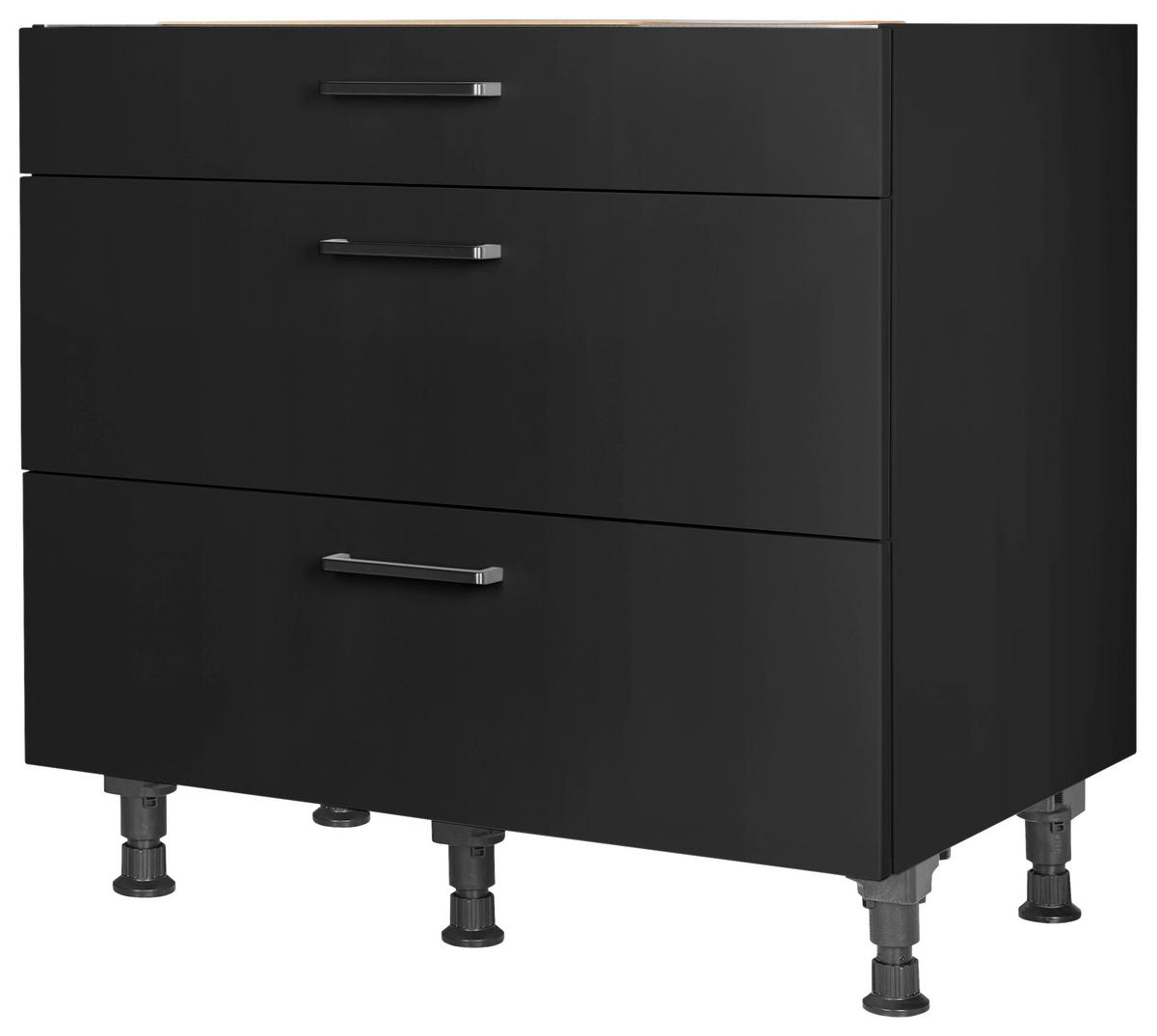 KOCHFELDUMBAUSCHRANK 90/87/56 cm  in Schwarz  - Edelstahlfarben/Schwarz, MODERN, Holzwerkstoff/Metall (90/87/56cm) - Nobilia