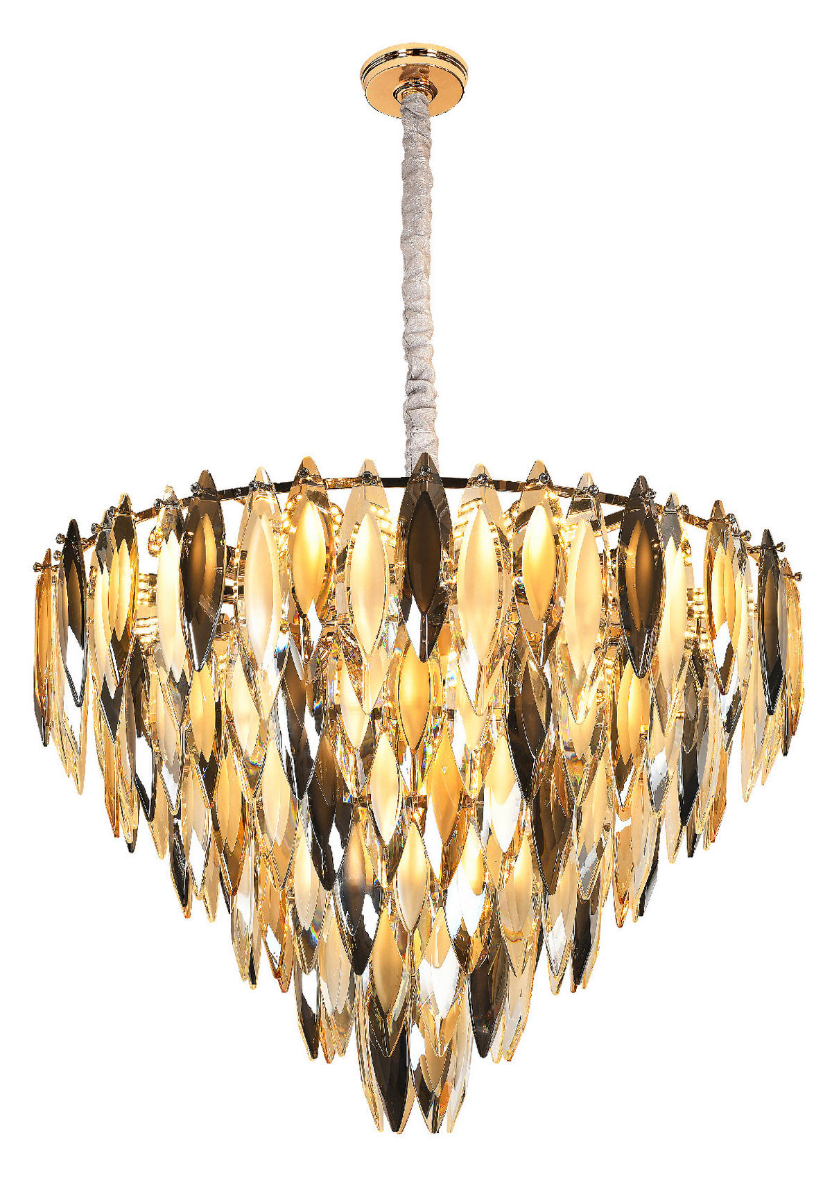 KRISTALL-HÄNGELEUCHTE 59/112 cm   - Klar/Champagner, KONVENTIONELL, Glas/Textil (59/112cm)