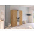 DREHTÜRENSCHRANK  in Eichefarben  - Eichefarben/Silberfarben, Design, Glas/Holzwerkstoff (151/197/60cm) - Novel
