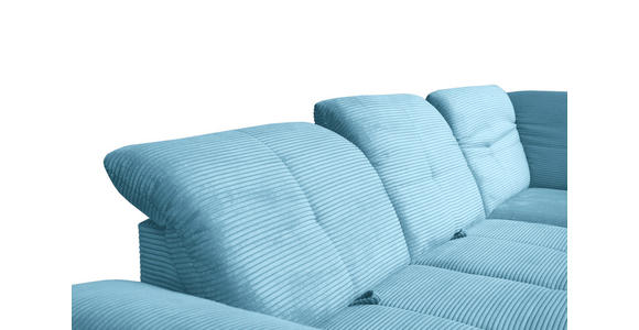 ECKSOFA in Cord Blau  - Blau/Schwarz, Design, Textil/Metall (313/242cm) - Xora