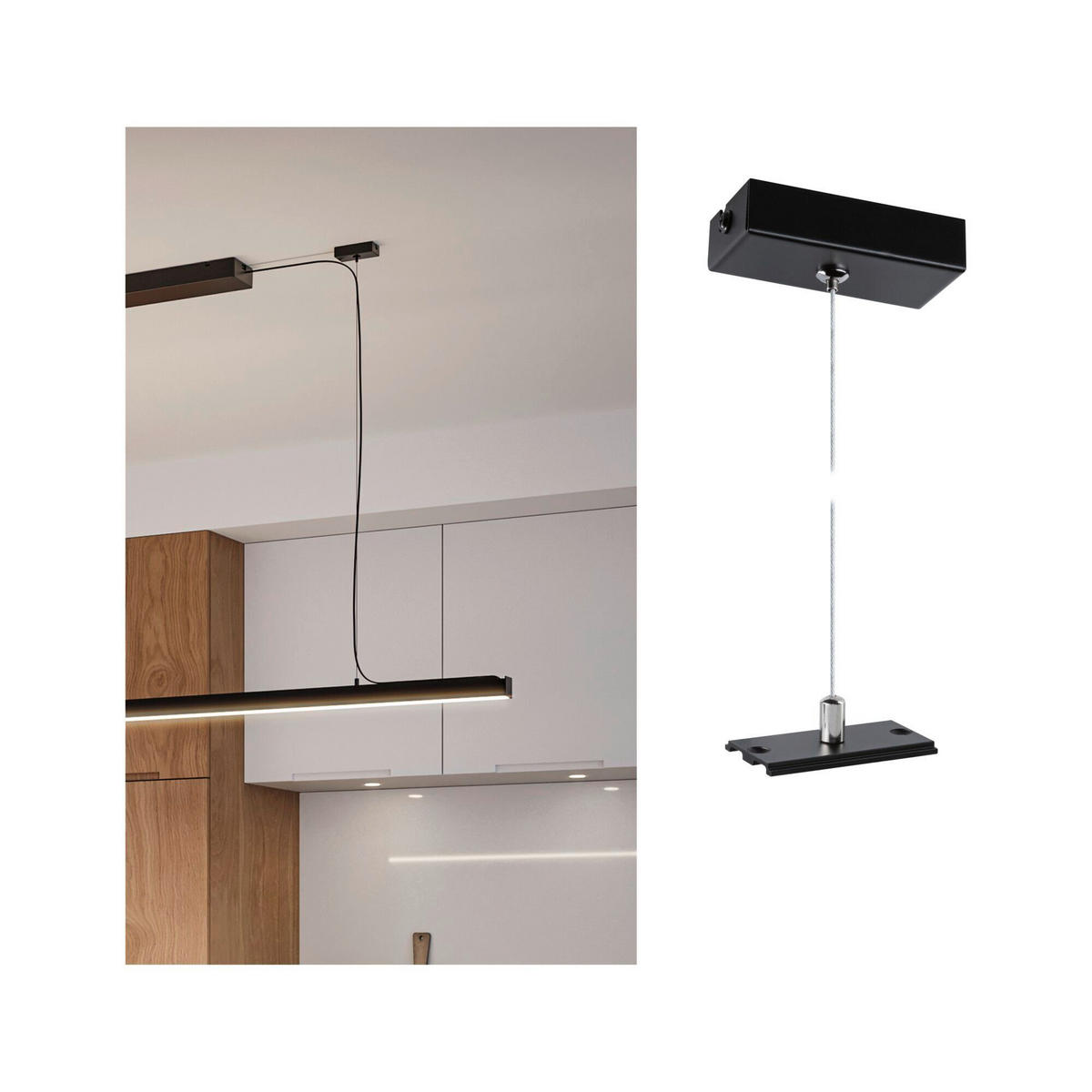 SCHIENENSYSTEM-ABHÄNGUNG - Schwarz, Basics, Metall (4/8/150cm) - Paulmann