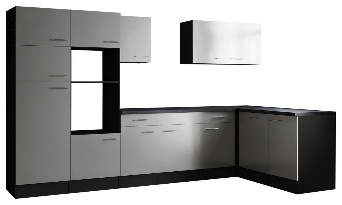 ECKKÜCHE 340/172 cm  in Grau, Weiß  - Silberfarben/Weiß, Design, Holzwerkstoff/Metall (340/172cm) - Respekta
