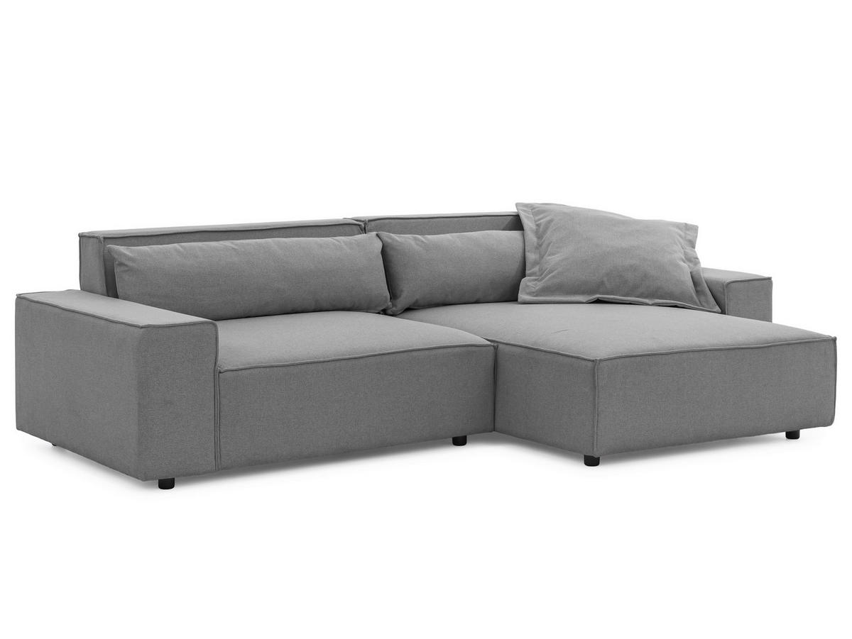 ECKSOFA Webstoff Hellgrau  - Hellgrau/Schwarz, Design, Kunststoff/Textil (251/142cm) - P & B