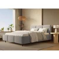 POLSTERBETT Lattenrost, Bettkasten 140/200 cm  in Hellgrau  - Hellgrau/Schwarz, Design, Holz/Textil (140/200cm) - Boxxx