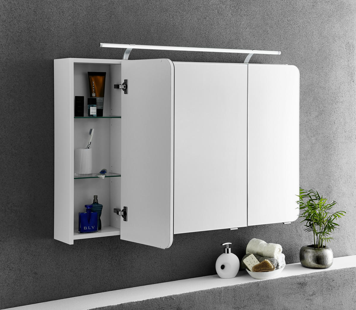 SPIEGELSCHRANK 120/72/17 cm  - Chromfarben/Weiß, Basics, Glas/Holzwerkstoff (120/72/17cm) - Sadena
