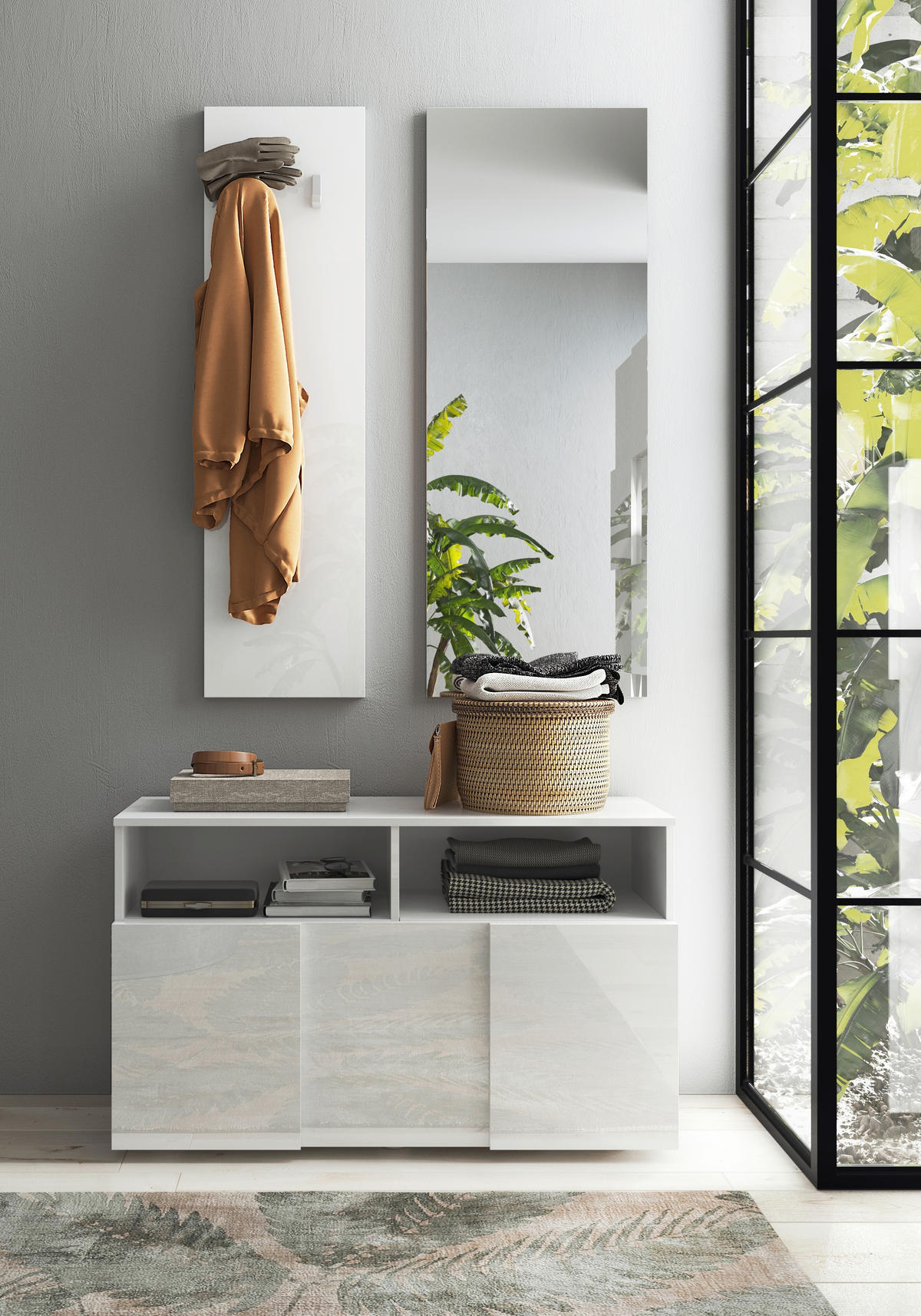 GARDEROBE 3-teilig  in 91/187/35 cm  - Weiß Hochglanz, Design, Holzwerkstoff (91/187/35cm) - MID.YOU