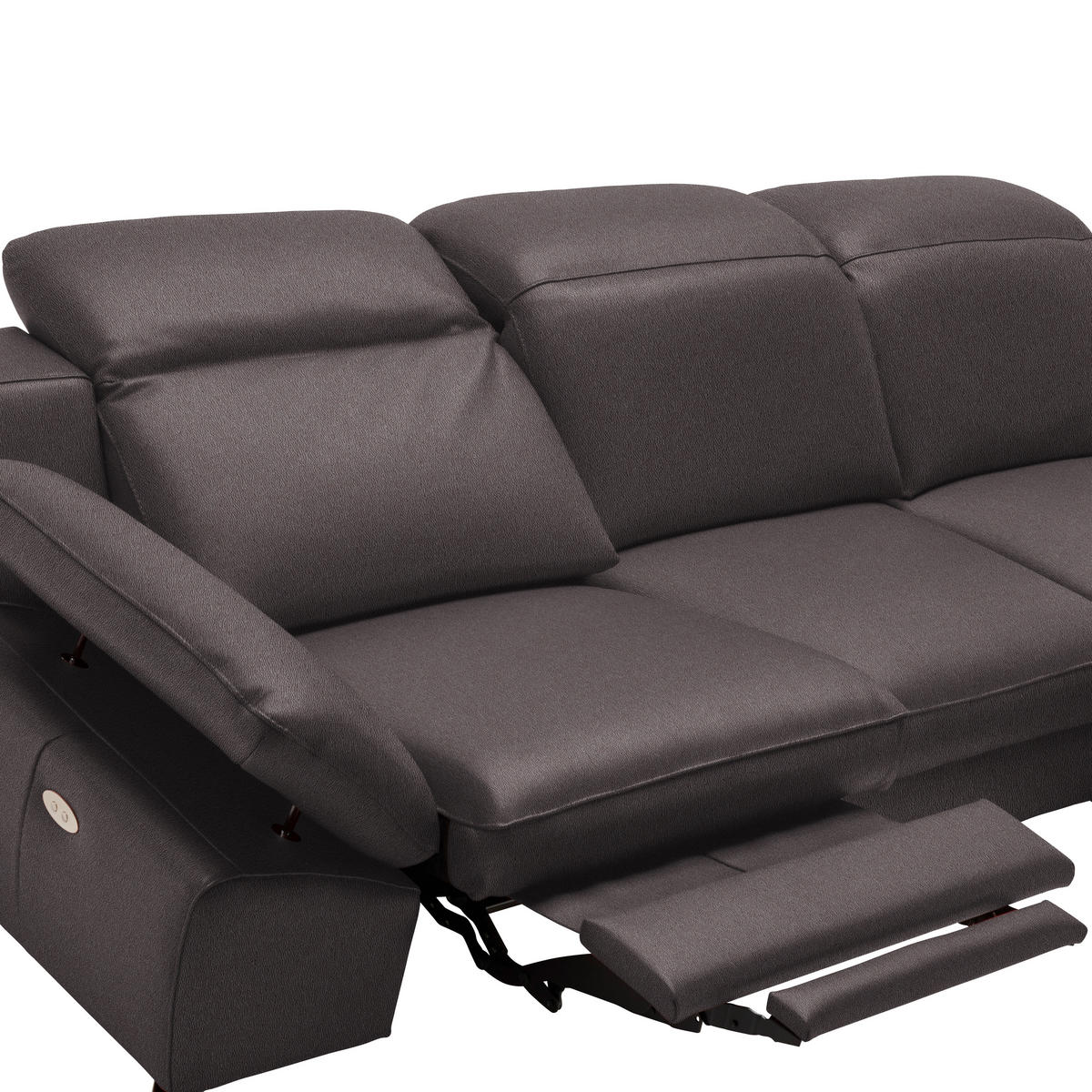 ECKSOFA in Echtleder Dunkelbraun  286/183 cm  - Dunkelbraun/Schwarz, Design, Leder/Metall (286/183cm) - Celina Home