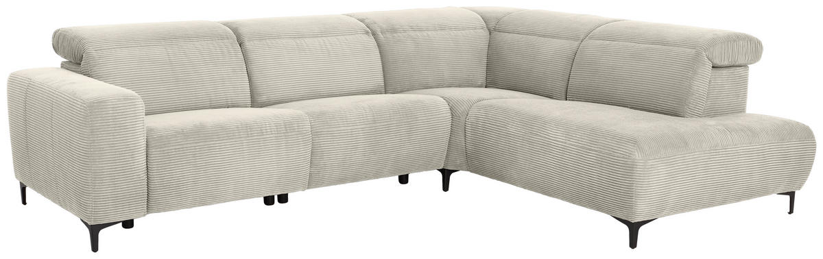 ECKSOFA in Cord Naturfarben  - Schwarz/Naturfarben, Design, Textil (290/223cm) - Pure Home Lifestyle
