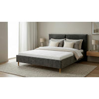POLSTERBETT 140/200 cm,  in Dunkelgrau,  - Dunkelgrau/Eichefarben, MODERN, Holz/Textil (140/200cm) - Livetastic