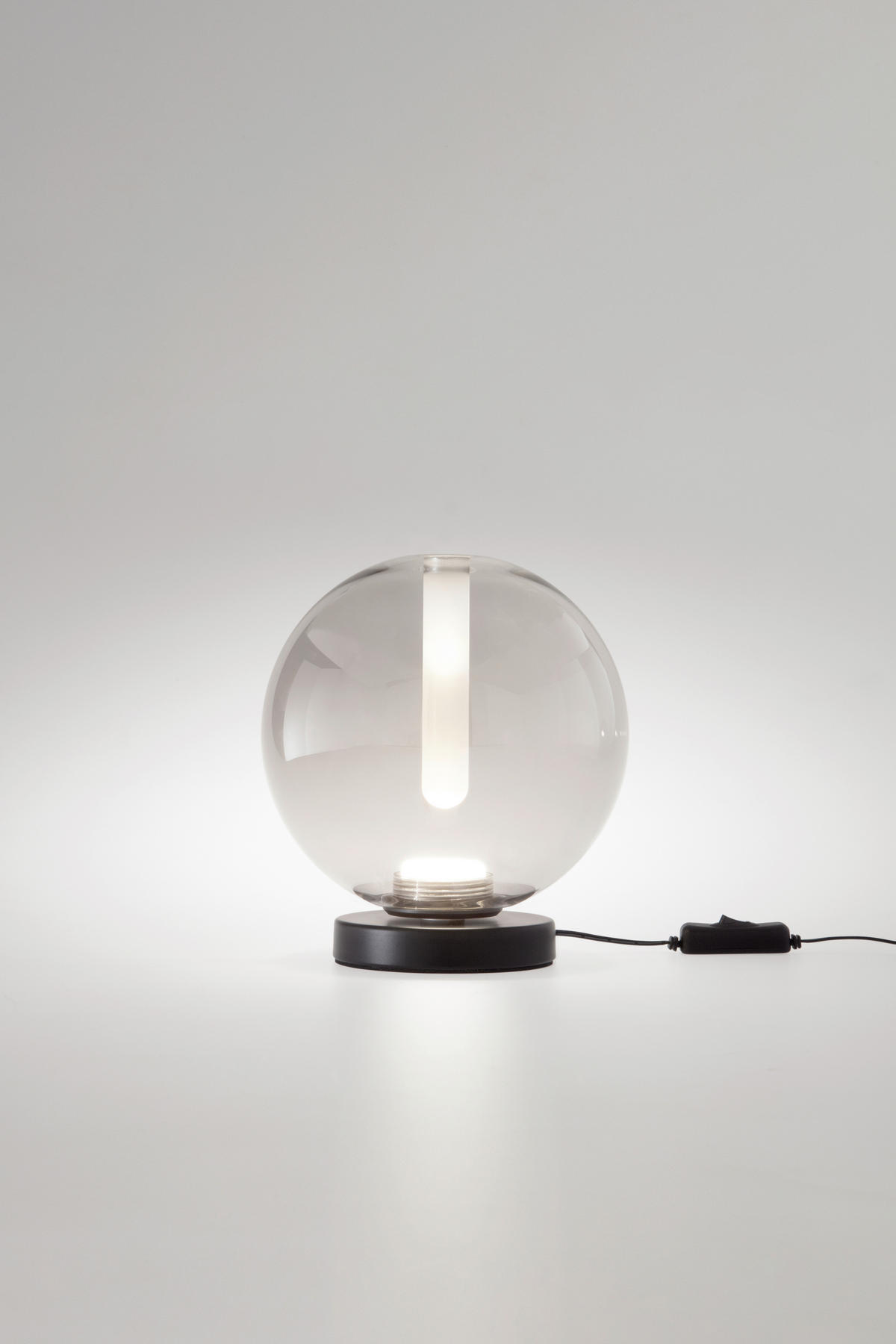 LED-TISCHLEUCHTE Wengen 22/22 cm   - Hellgrau/Schwarz, Trend, Glas/Metall (22/22cm) - Fabas Luce