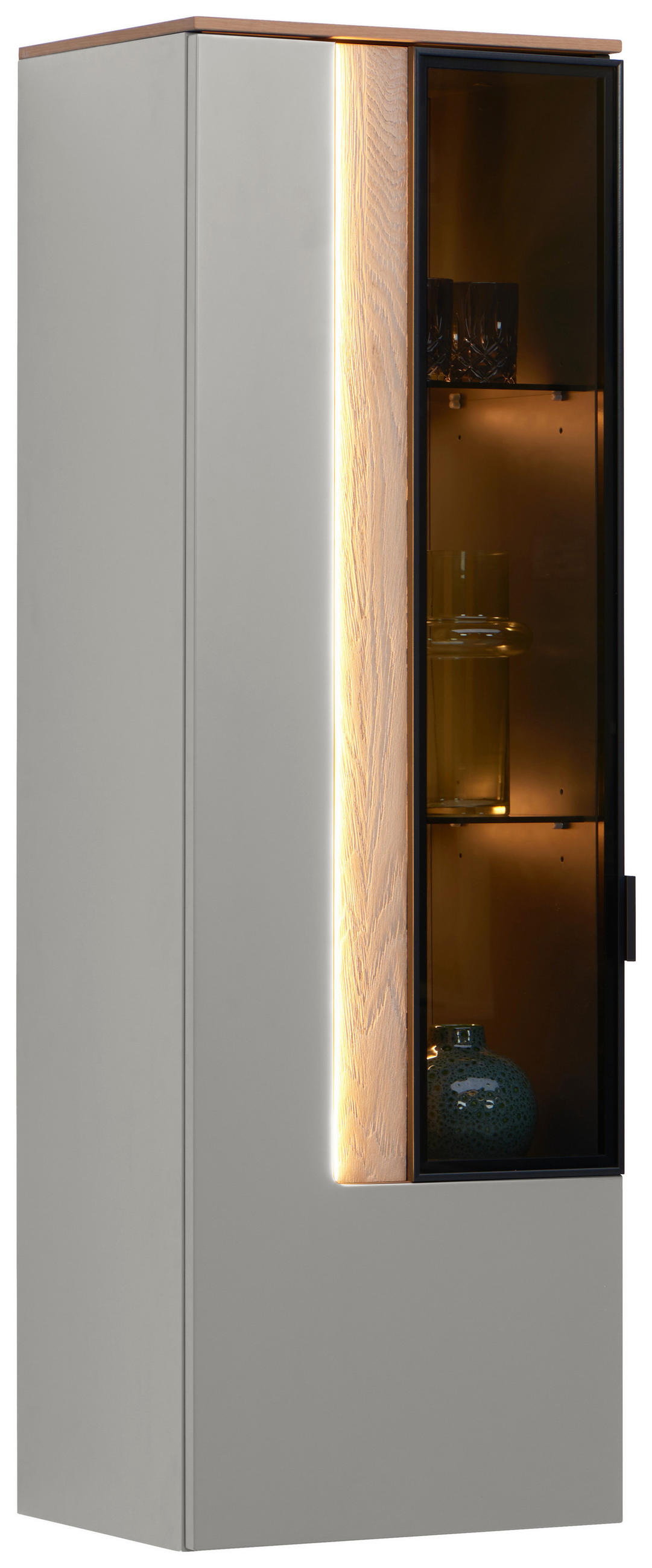 HÄNGEVITRINE  in furniert Eichefarben, Hellgrau  - Eichefarben/Hellgrau, Design, Glas/Holzwerkstoff (45,6/139,4/36cm) - Dieter Knoll