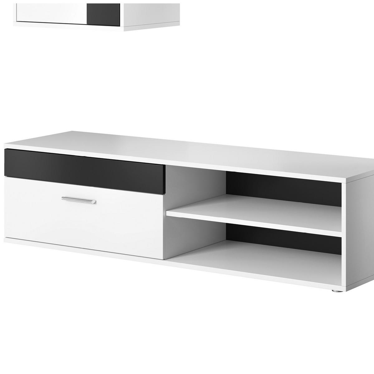 WOHNWAND  in Schwarz, Weiß  190/150/40 cm  - Silberfarben/Alufarben, Basics, Holzwerkstoff/Kunststoff (190/150/40cm) - P & B