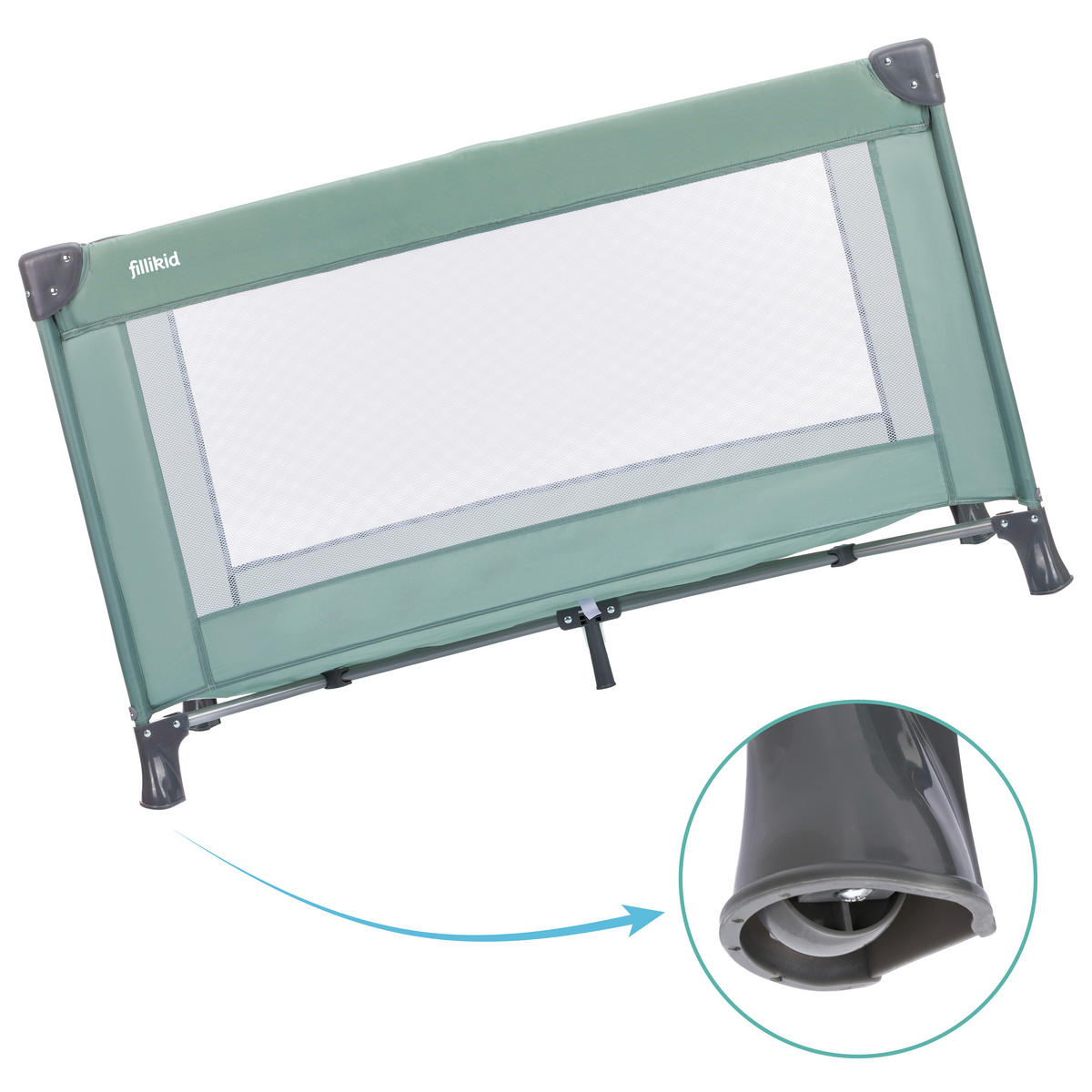 REISEBETT Türkis  - Türkis, Basics, Textil/Metall (120/60/76cm) - Fillikid