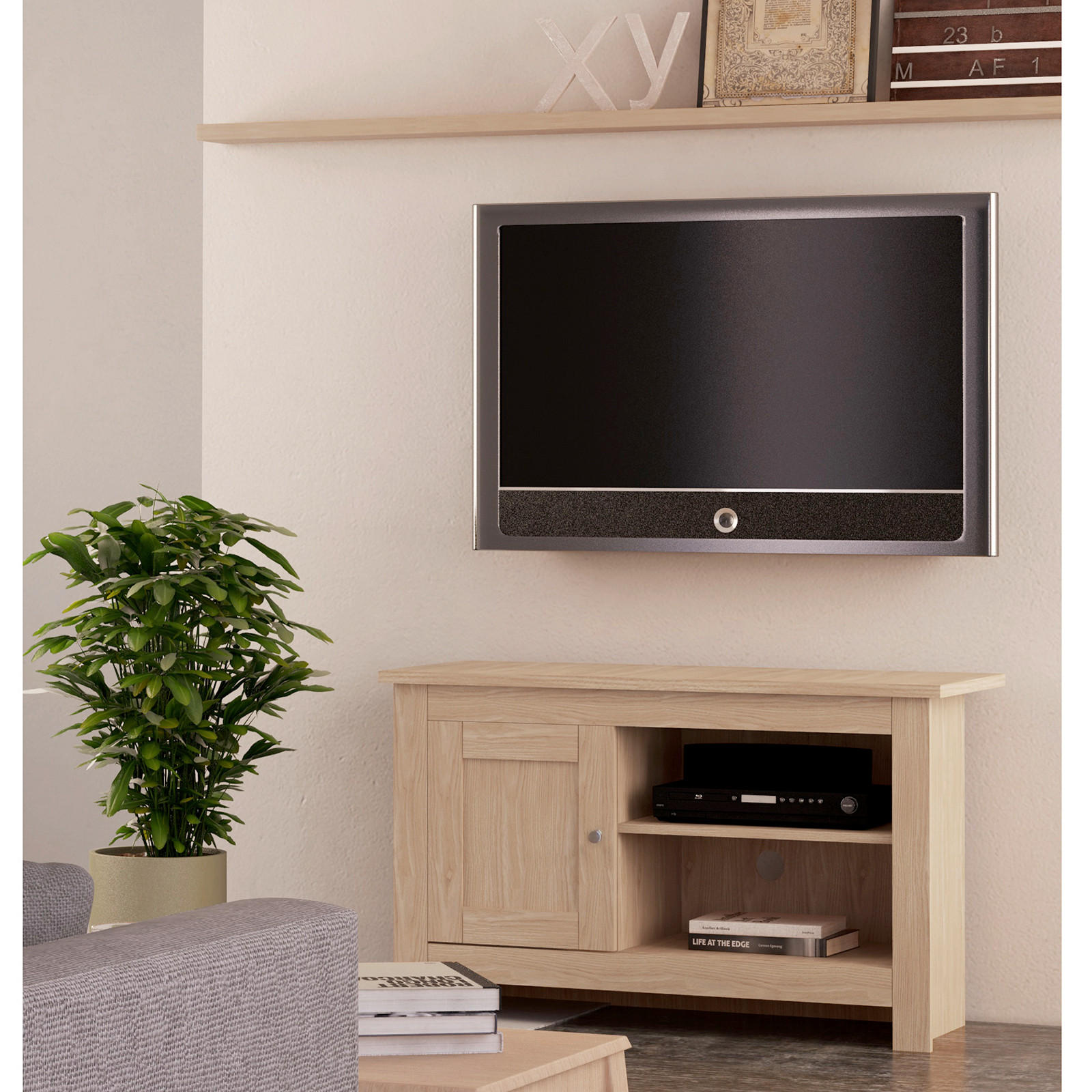 LOWBOARD Emerald   in 95/58/39 cm  - Silberfarben/Sonoma Eiche, Design, Holzwerkstoff/Metall (95/58/39cm) - MID.YOU