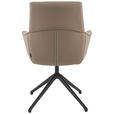 ARMLEHNSTUHL  in Aluminium, Eisen Echtleder pigmentiert  - Taupe/Schwarz, Design, Leder/Metall (65/92/67,5cm) - Novel