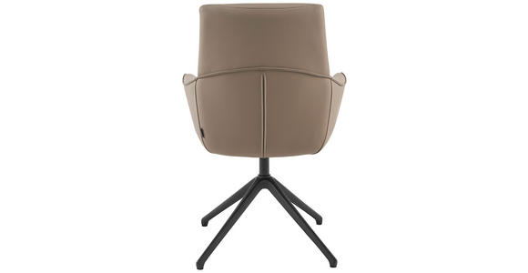 ARMLEHNSTUHL in Aluminium, Eisen Echtleder pigmentiert - Taupe/Schwarz, Design, Leder/Metall (65/92/67,5cm) - Novel