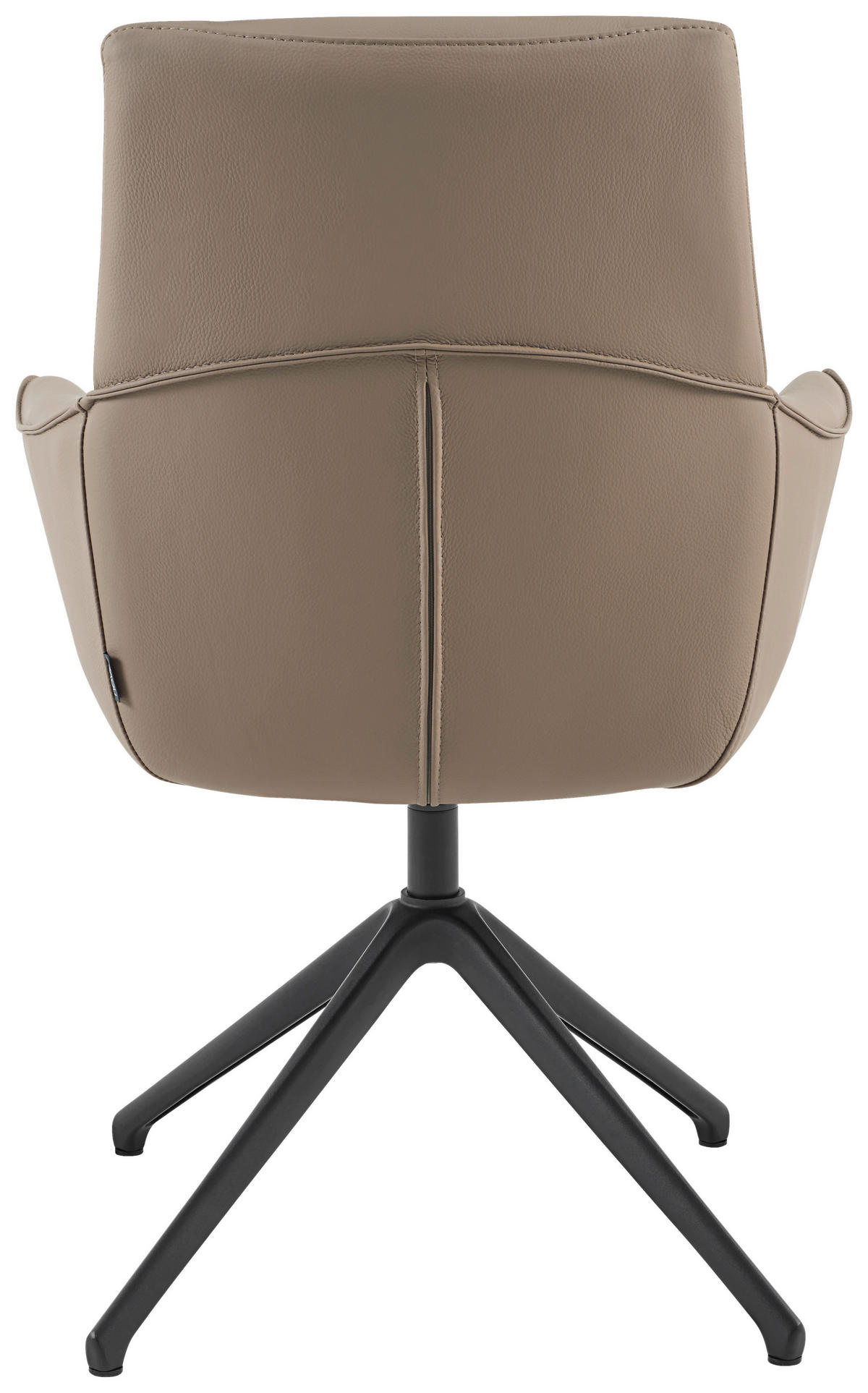 ARMLEHNSTUHL  in Aluminium, Eisen Echtleder pigmentiert  - Taupe/Schwarz, Design, Leder/Metall (65/92/67,5cm) - Novel