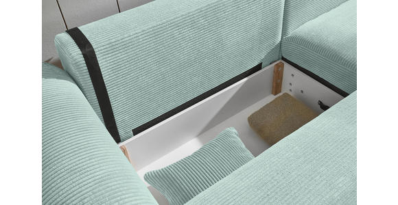 ECKSOFA Salbeigrün Cord - Salbeigrün/Schwarz, KONVENTIONELL, Kunststoff/Textil (255/185cm) - Hom`in