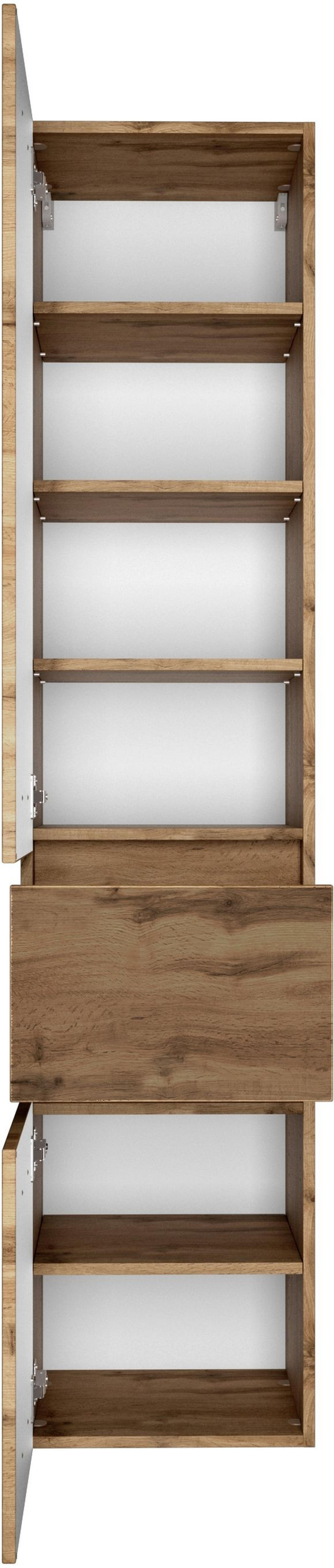 HOCHSCHRANK 40/180/35 cm  - Eiche Wotan/Silberfarben, MODERN, Holzwerkstoff/Kunststoff (40/180/35cm) - Held