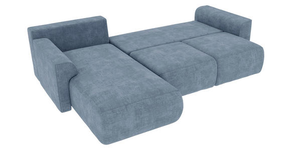 ECKSOFA in Samt Blau  - Chromfarben/Blau, KONVENTIONELL, Kunststoff/Textil (195/293cm) - Carryhome