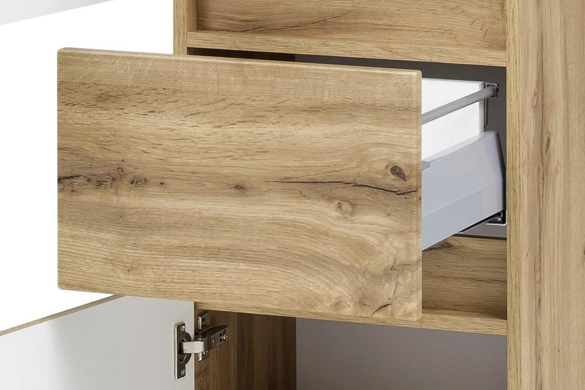 HOCHSCHRANK 40/180/35 cm  - Eichefarben/Silberfarben, KONVENTIONELL, Holzwerkstoff/Kunststoff (40/180/35cm) - Held