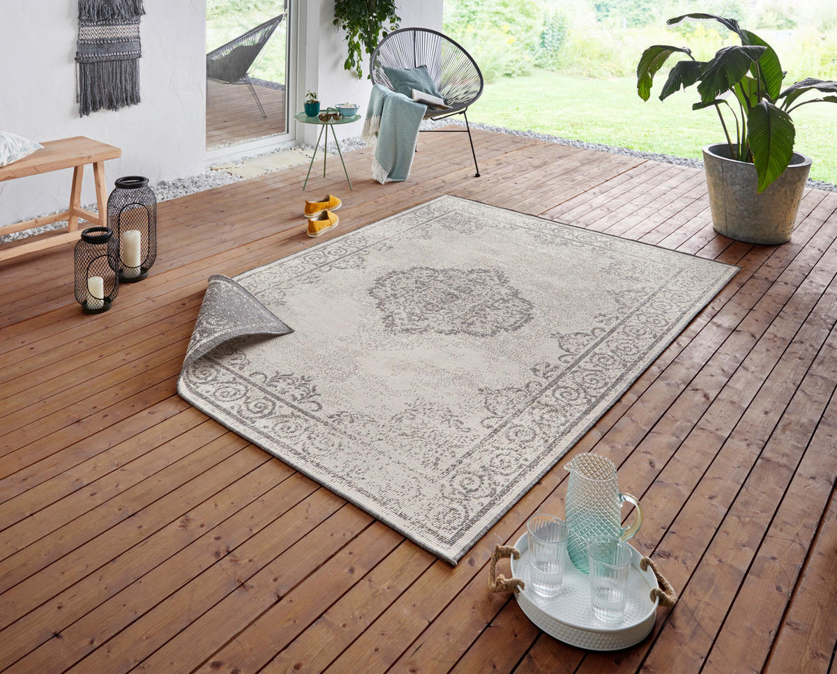 OUTDOORTEPPICH 80/150 cm Twin Supreme Creme, Grau  - Creme/Grau, Design, Kunststoff (80/150cm)