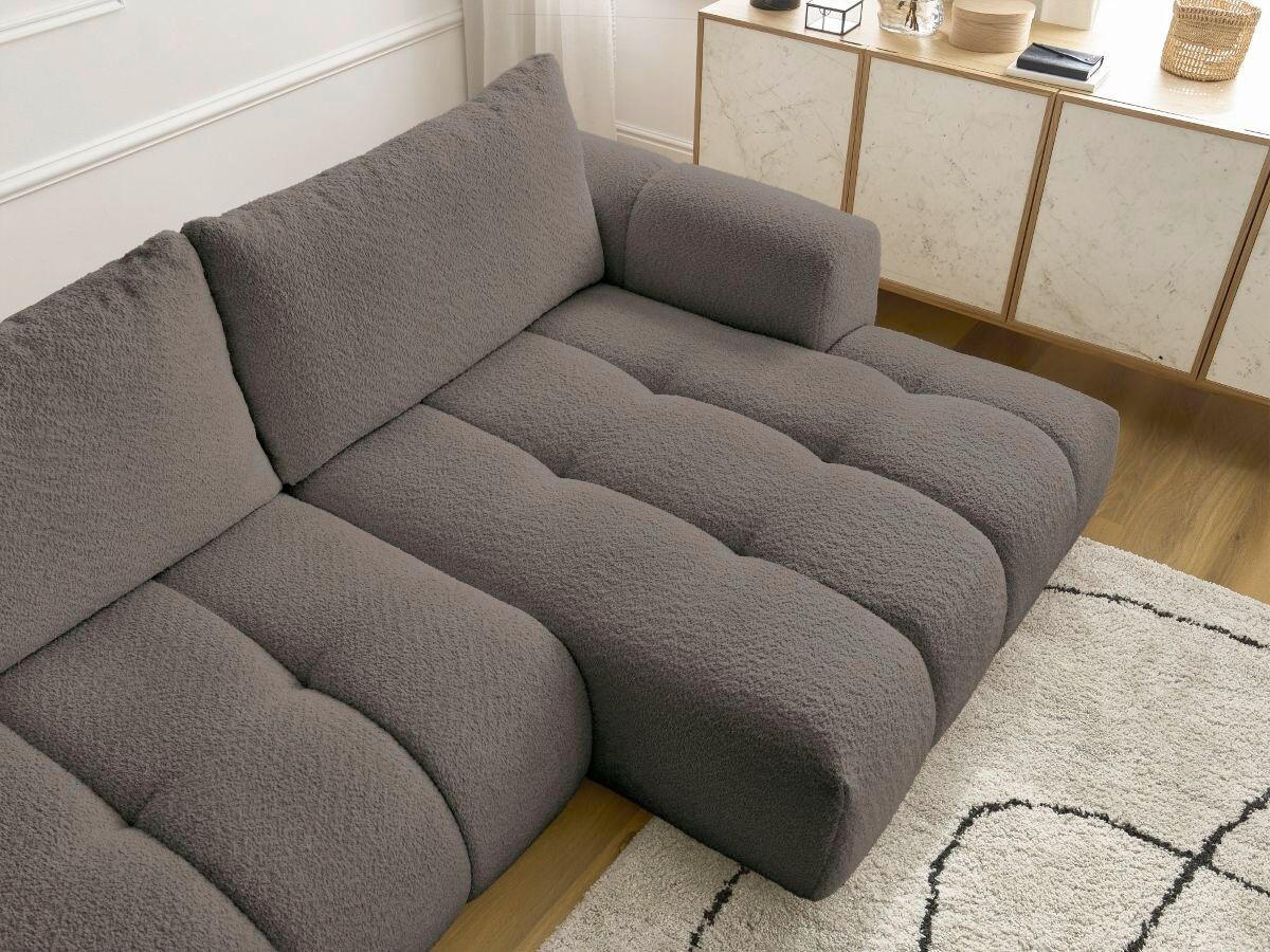 ECKSCHLAFSOFA FUJI Bouclé Taupe  inkl.  - Taupe/Schwarz, MODERN, Kunststoff/Textil (292/160cm)