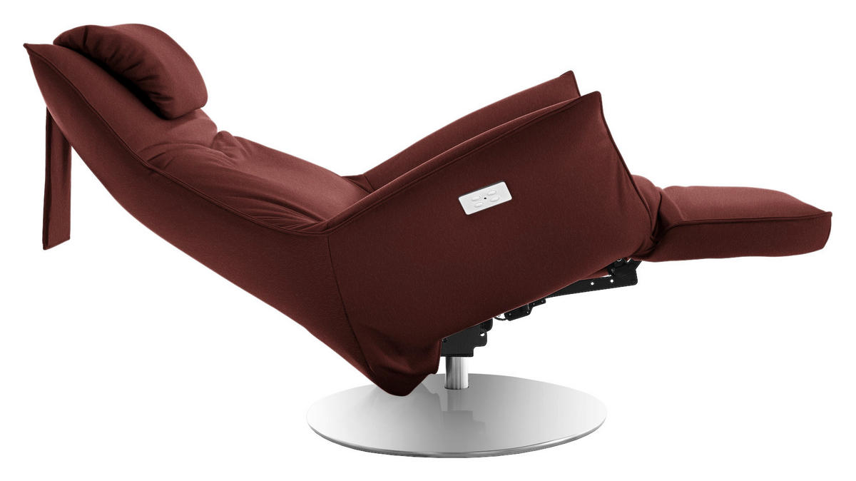 RELAXSESSEL Leder Bordeaux  - Edelstahlfarben/Bordeaux, Design, Leder/Metall (92/79/90cm) - Koinor