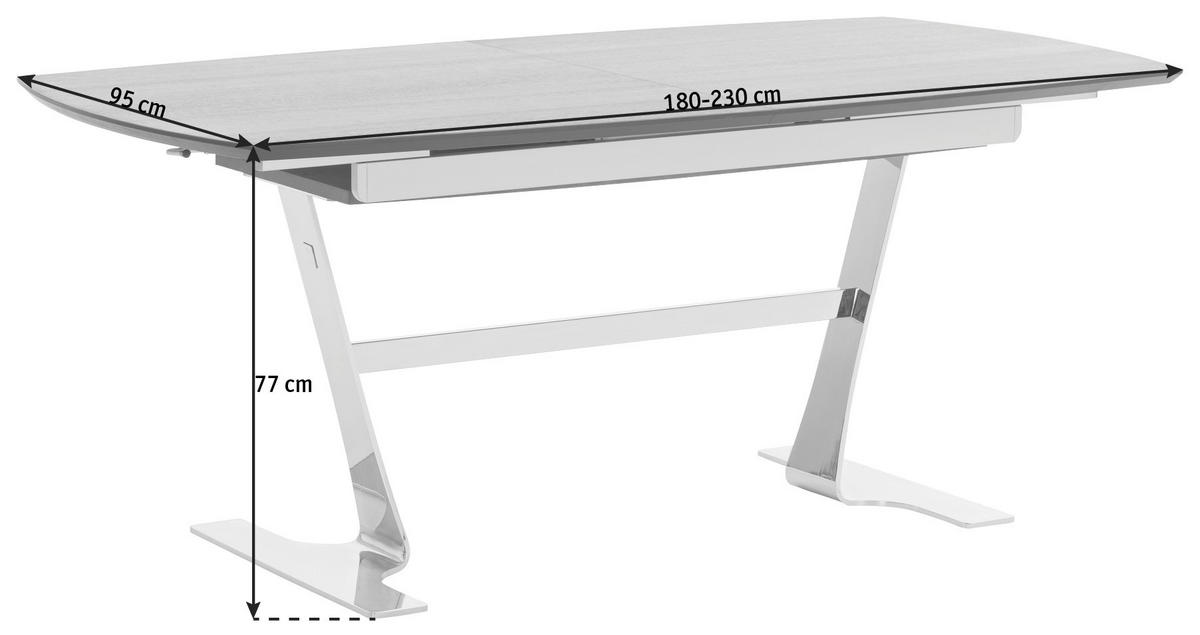 ESSTISCHHolz, Metall, Holzwerkstoff 180(230)/95/77 cm  - Chromfarben/Nussbaumfarben, Design, Holz/Holzwerkstoff (180(230)/95/77cm) - Joop!