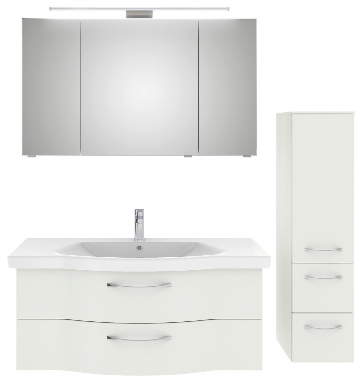 BADEZIMMER 4-teilig  in 152 cm  - Chromfarben/Weiß Hochglanz, KONVENTIONELL, Glas/Keramik (152cm) - Pelipal