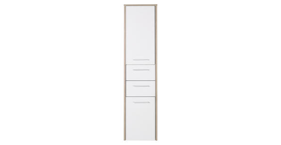 HOCHSCHRANK 40/160/33 cm  - Chromfarben/Weiß Hochglanz, Design, Glas/Holzwerkstoff (40/160/33cm) - Xora