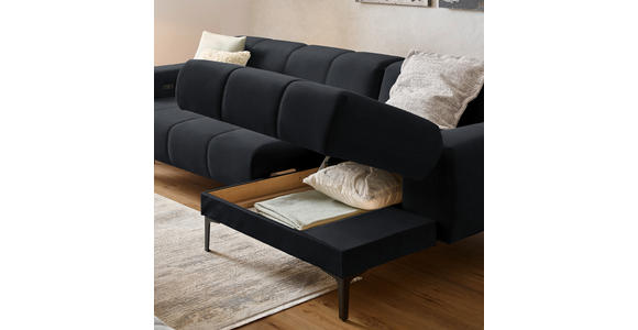 ECKSOFA in Chenille Anthrazit 311/167 cm - Anthrazit/Schwarz, Design, Textil/Metall (311/167cm) - Xora
