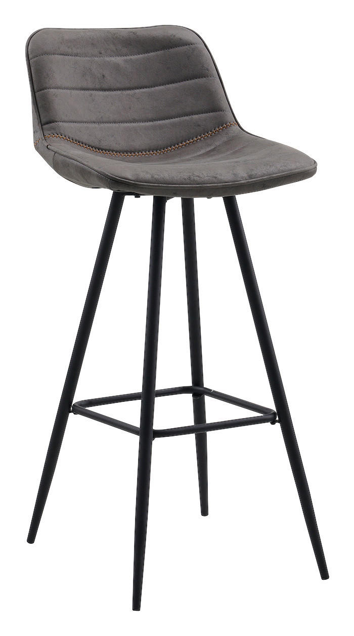 BARHOCKER-SET Mikrofaser Anthrazit gastro- und objekttauglich  - Anthrazit/Schwarz, LIFESTYLE, Textil/Metall (49/101/43cm) - MID.YOU