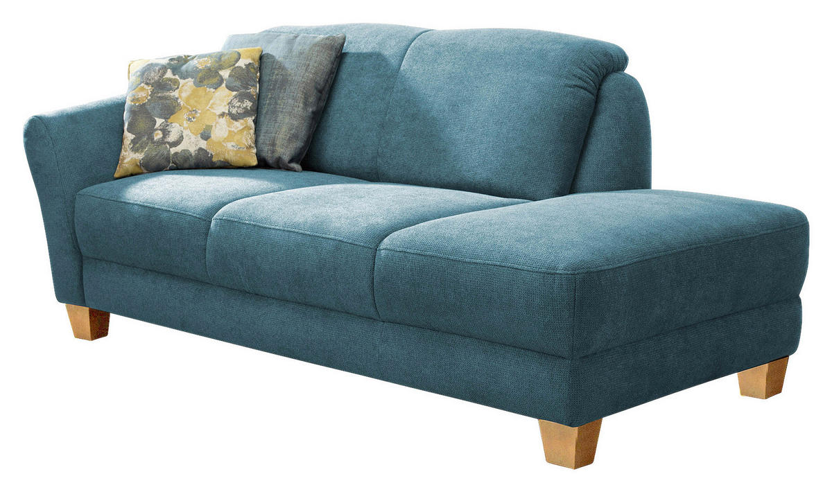 RÉCAMIERE in Flachgewebe Petrol  - Petrol/Naturfarben, Konventionell, Holz/Textil (194/84/91cm) - Sit & More