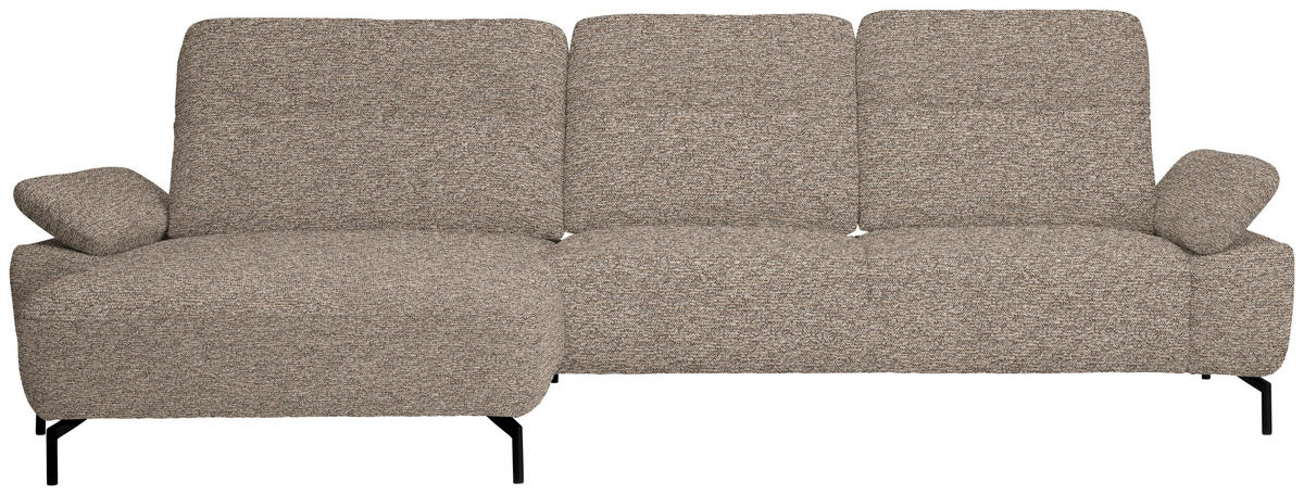 ECKSOFA in Chenille, Flachgewebe Beige  165/318 cm  - Beige/Schwarz, Design, Textil/Metall (165/318cm) - Xora