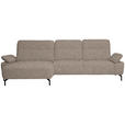 ECKSOFA  in Chenille, Flachgewebe Beige  165/318 cm  - Beige/Schwarz, Design, Textil/Metall (165/318cm) - Xora