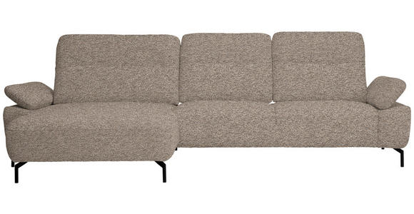 ECKSOFA  in Chenille, Flachgewebe Beige  165/318 cm  - Beige/Schwarz, Design, Textil/Metall (165/318cm) - Xora