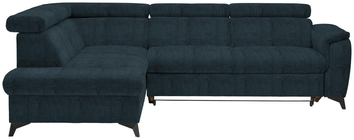 ECKSOFA PRAG in Flachgewebe Dunkelblau  - Schwarz/Dunkelblau, Design, Textil/Metall (203/260cm) - Stylife