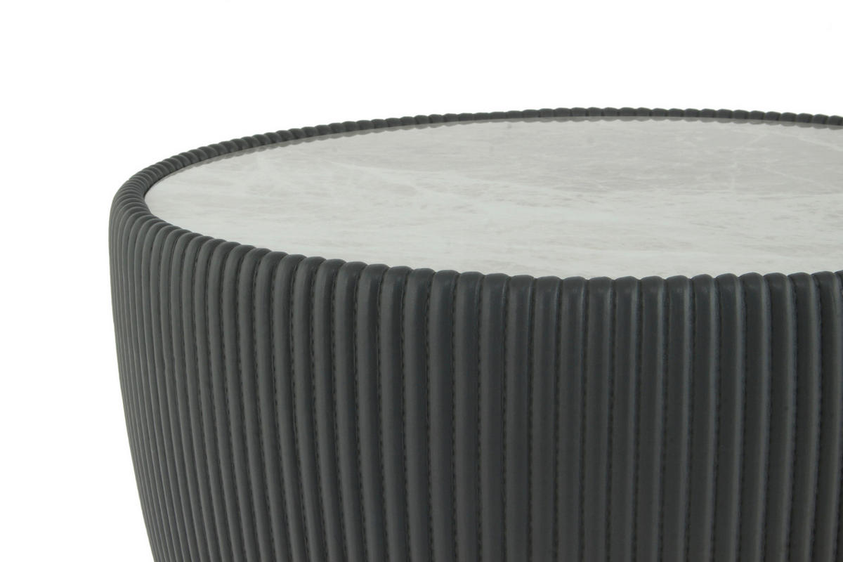 BEISTELLTISCH Dunkelgrau rund  - Dunkelgrau/Goldfarben, Design, Textil/Stein (47/45cm) - Kayoom